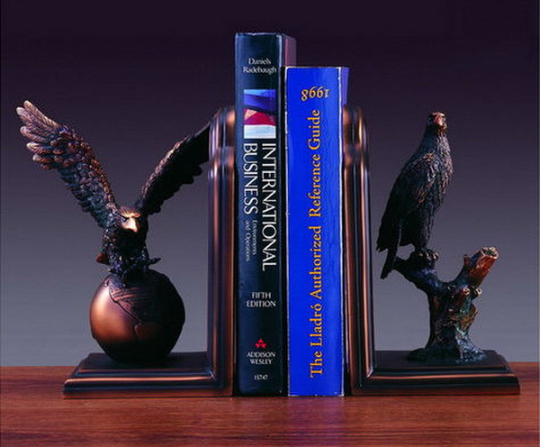 Eagle Bookends Sculptures Book Holder on branch and globe Statue